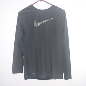 Nike Dri-Fit Boy's Xtra Large Dark Gray w/White Logo,Long Sleeve Polyester Crew